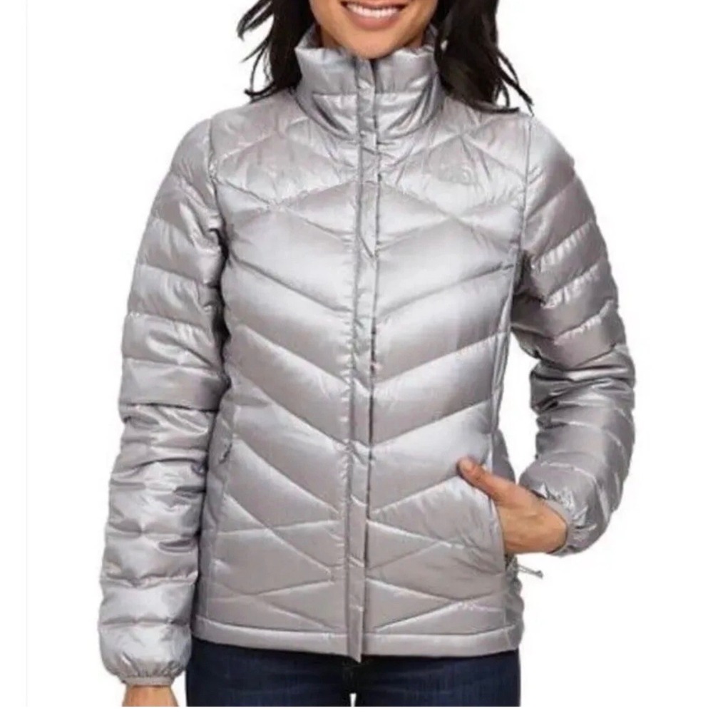 The North Face Aconcagua 2 Metallic‎ Silver 550 Down Puffer Jacket Womens XXL